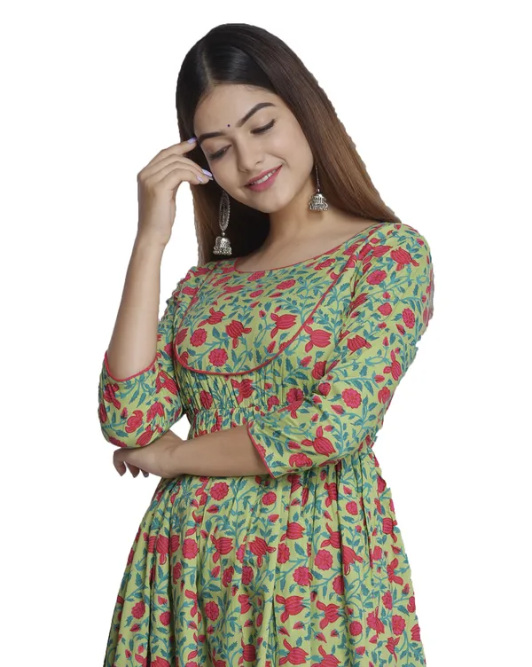 Parrot_Green_Floral_Printed_A-Line_Ethnic_Dress_For_Women