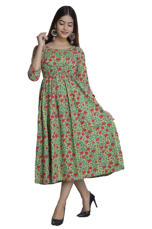 Parrot_Green_Floral_Printed_A-Line_Ethnic_Dress_For_Women