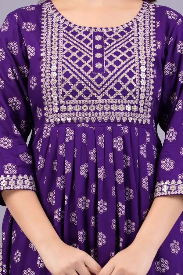 Purple_Floral_Printed_Round_Neck_Sequinned_Aliya_Cut_Kurta_For_Women