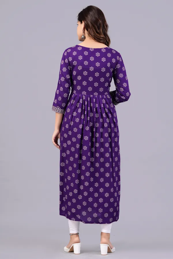 Purple_Floral_Printed_Round_Neck_Sequinned_Aliya_Cut_Kurta_For_Women