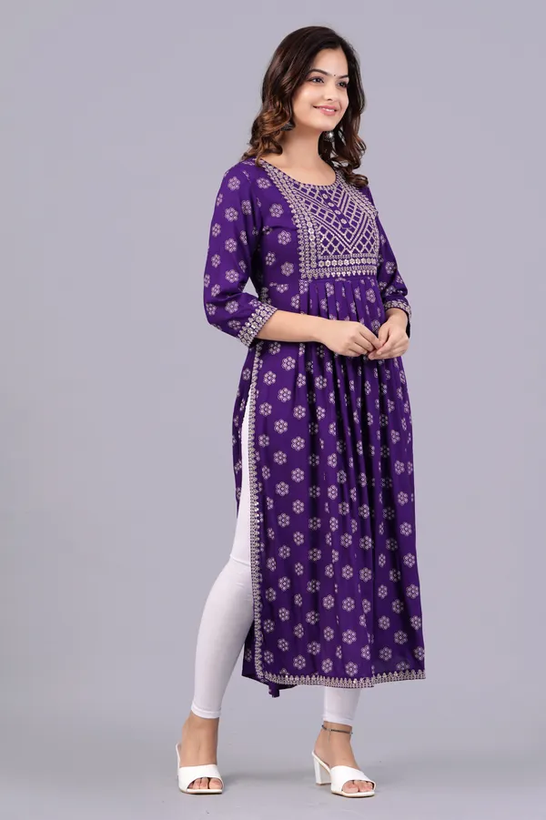 Purple_Floral_Printed_Round_Neck_Sequinned_Aliya_Cut_Kurta_For_Women