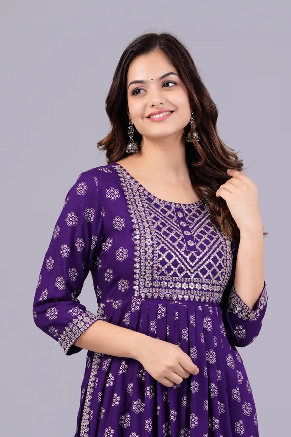 Purple_Floral_Printed_Round_Neck_Sequinned_Aliya_Cut_Kurta_For_Women