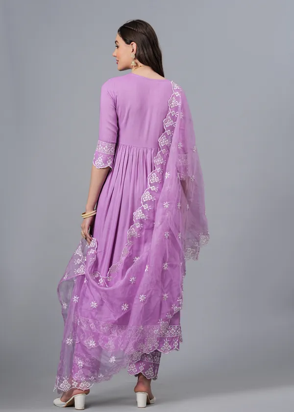 Light_Purple_Floral_Embroidered_Regular_Sequinned_Anarkali_Kurta_With_Palazzos_&_Dupatta_For_Women