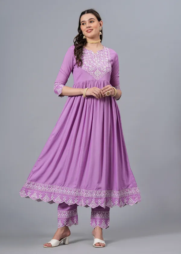 Light_Purple_Floral_Embroidered_Regular_Sequinned_Anarkali_Kurta_With_Palazzos_&_Dupatta_For_Women