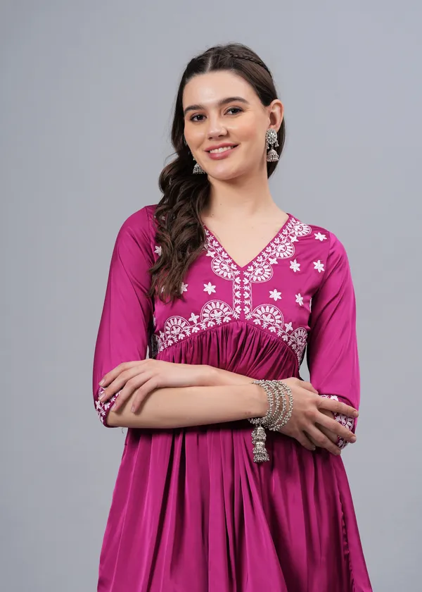 Pink_Ethnic_Motifs_Printed_V-Neck_Embroidered_Top_For_Women