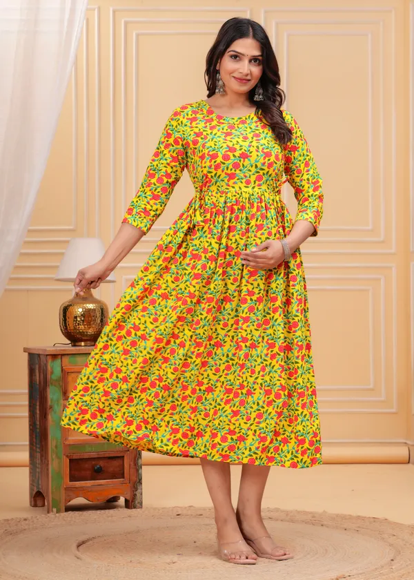 Pink_Printed_Maternity_Gown_Kurta_For_Women