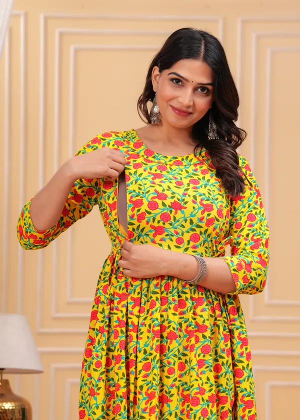 Pink_Printed_Maternity_Gown_Kurta_For_Women
