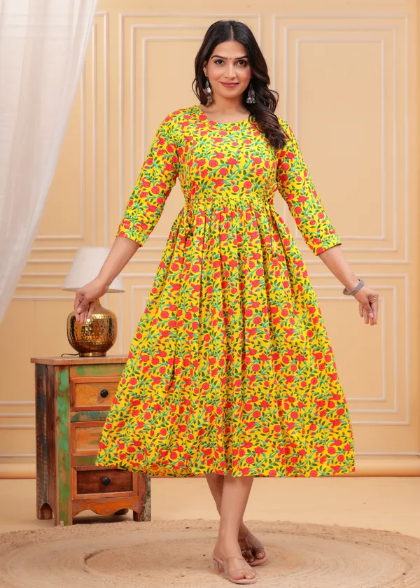 Pink_Printed_Maternity_Gown_Kurta_For_Women