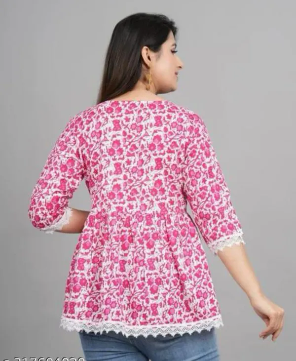 Pink_Floral_Printed_Regular_Kurta_Tops_For_Women