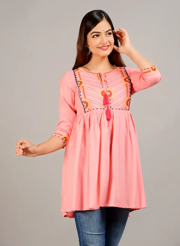 Pink_Embroidered_Tie-Up_Neck_Top_For_Women
