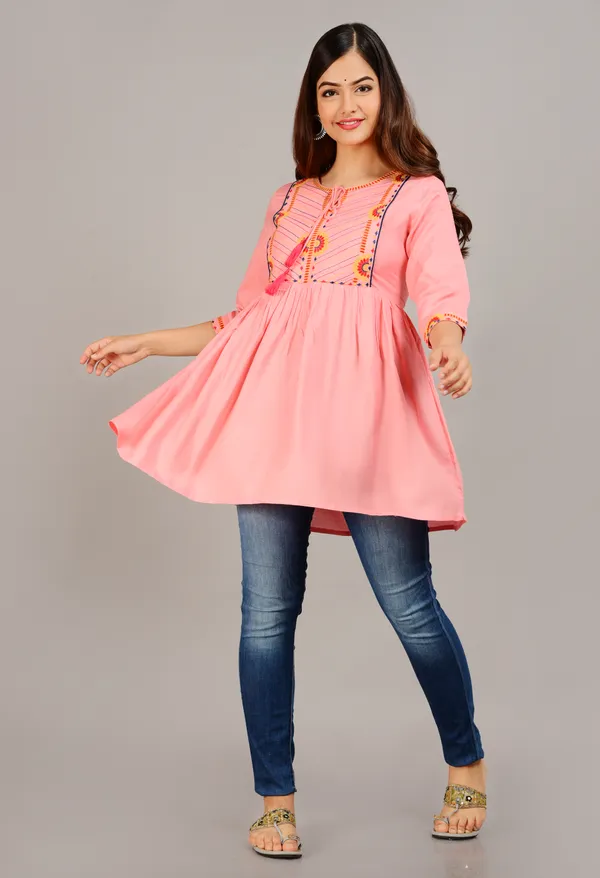Pink_Embroidered_Tie-Up_Neck_Top_For_Women