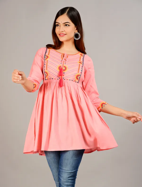 Pink_Embroidered_Tie-Up_Neck_Top_For_Women