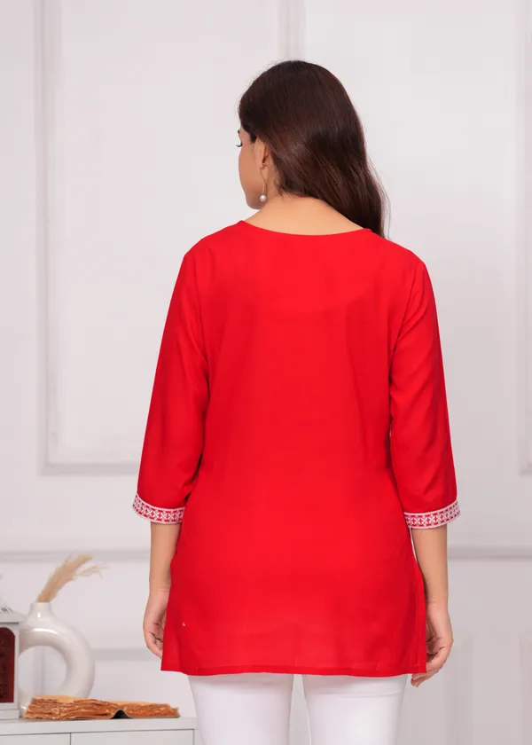 Red_Embroidered_A-Line_Kurtis_For_Women