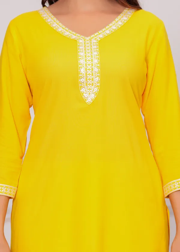 Yellow_Embroidered_Round_Neck_Crop_Top_For_Women