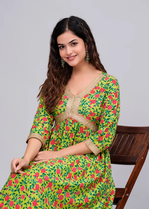 Parrot_Green_Floral_Printed_V-Neck_Fit_And_Flare_Ethnic_Maxi_Dress_For_Women