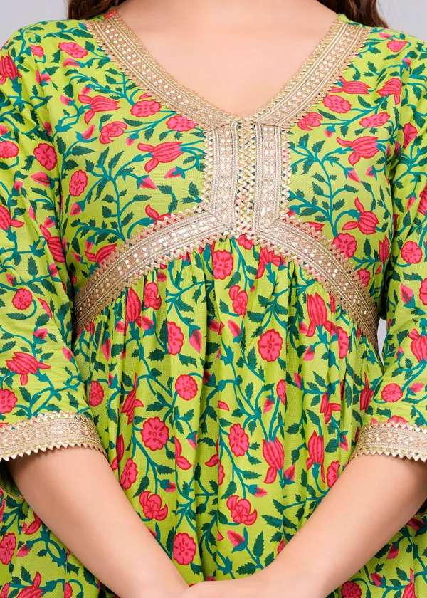 Parrot_Green_Floral_Printed_V-Neck_Fit_And_Flare_Ethnic_Maxi_Dress_For_Women
