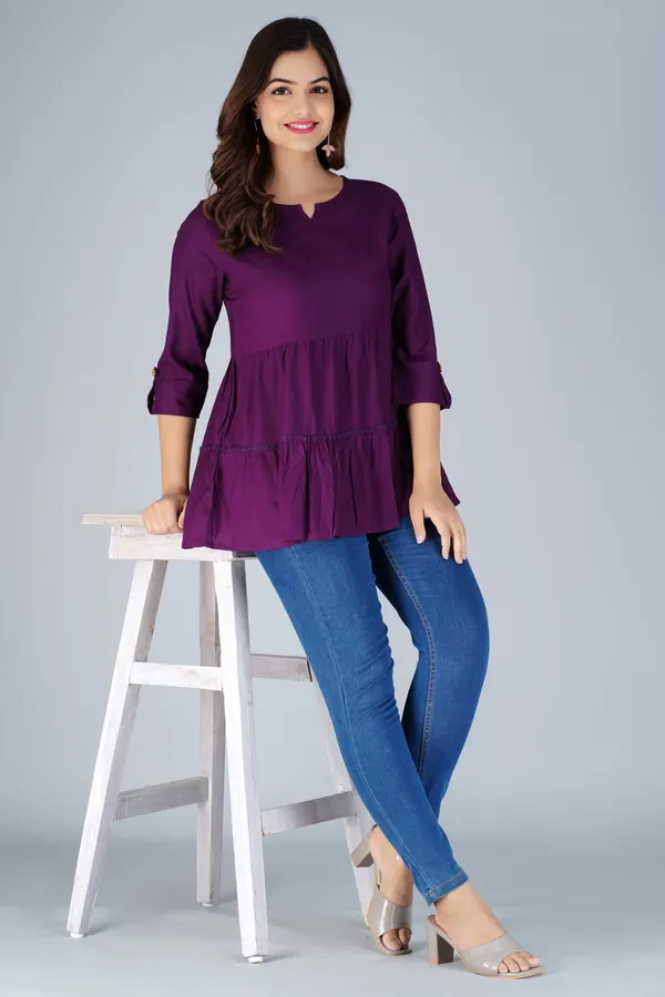 Purple_Tiered_Longline_Top_For_Women