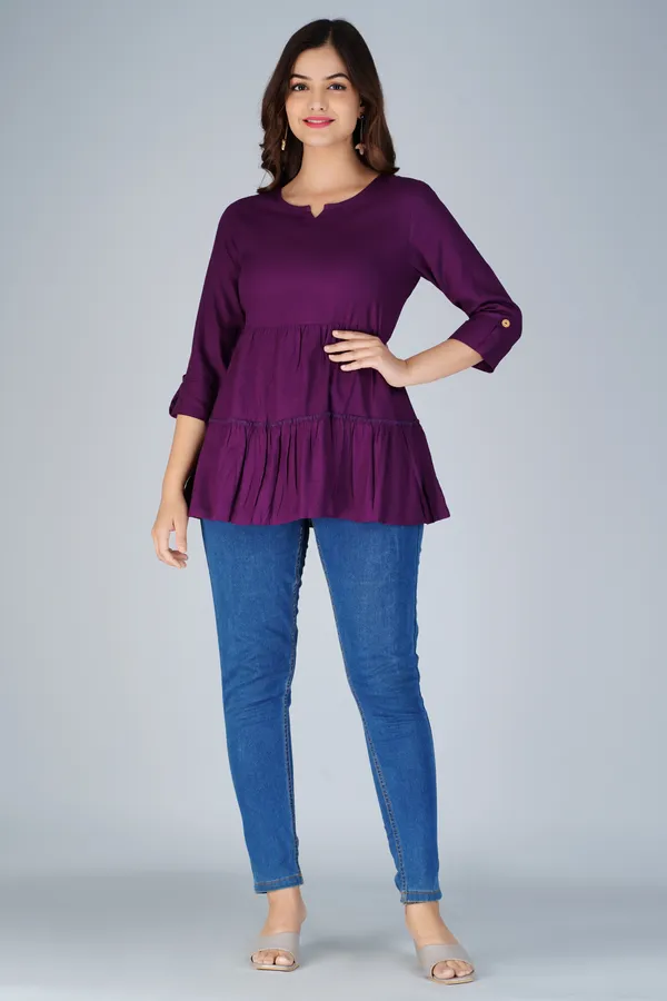 Purple_Tiered_Longline_Top_For_Women