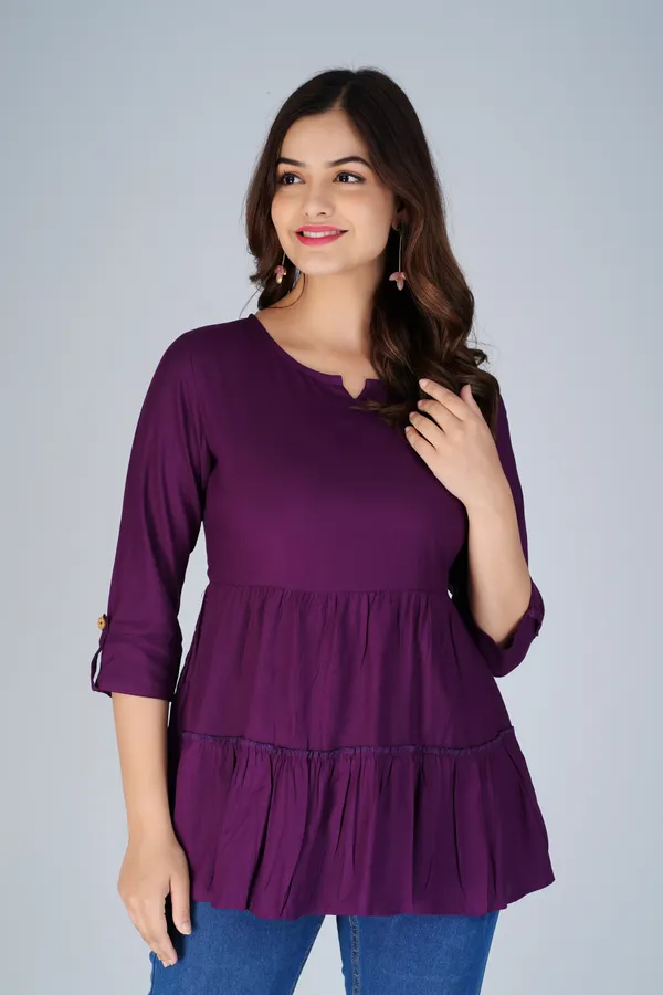 Purple_Tiered_Longline_Top_For_Women