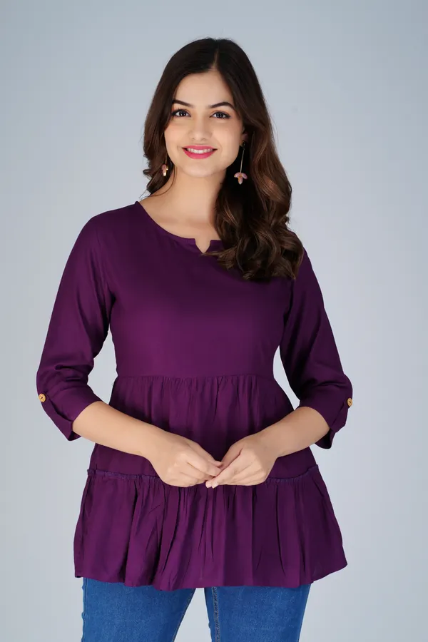Purple_Tiered_Longline_Top_For_Women