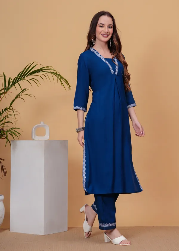 Petrol_Blue_Embroidered_Regular_Straight_Kurta_With_Palazzos_For_Women