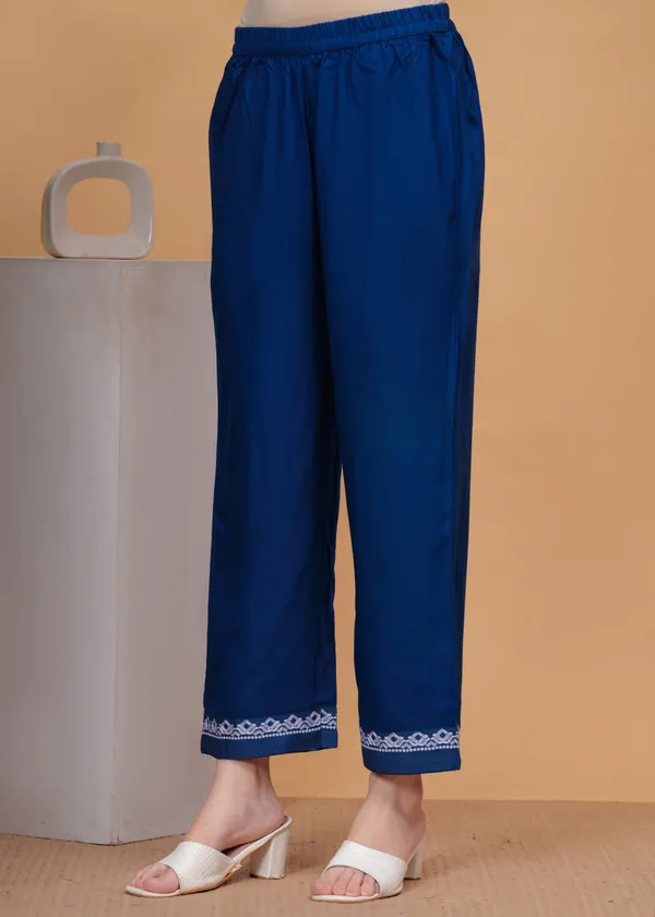 Petrol_Blue_Embroidered_Regular_Straight_Kurta_With_Palazzos_For_Women