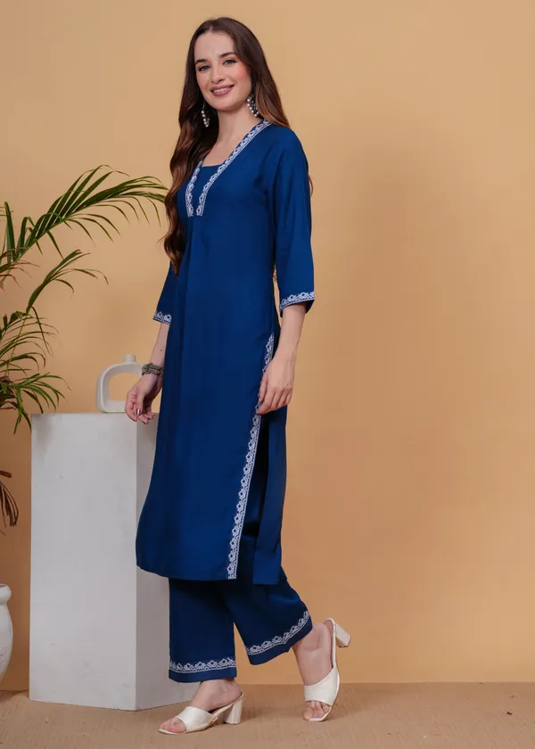 Petrol_Blue_Embroidered_Regular_Straight_Kurta_With_Palazzos_For_Women