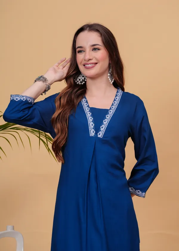 Petrol_Blue_Embroidered_Regular_Straight_Kurta_With_Palazzos_For_Women