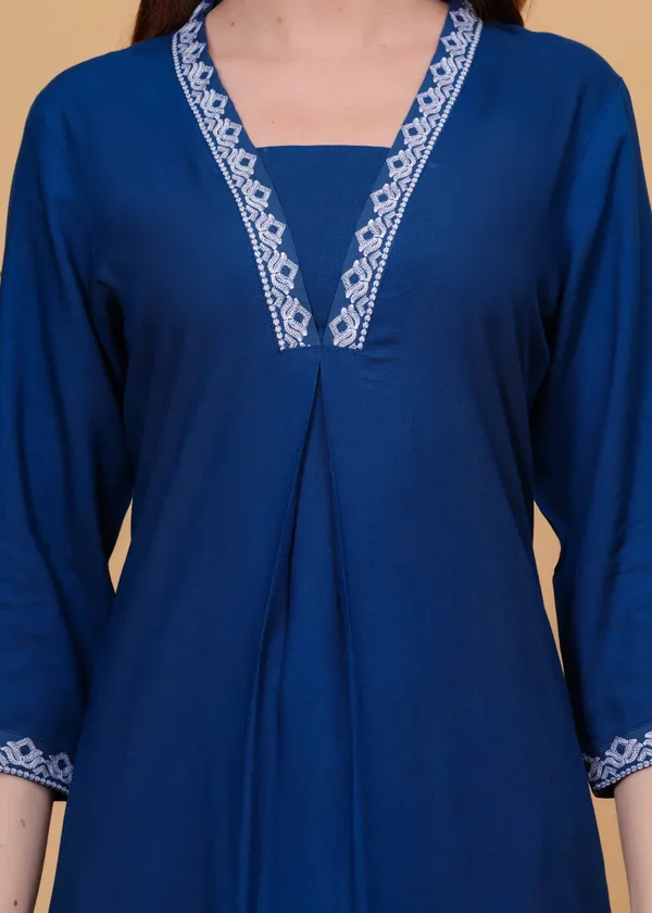 Petrol_Blue_Embroidered_Regular_Straight_Kurta_With_Palazzos_For_Women