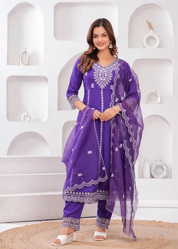 Purple_Floral_Embroidered_Thread_Work_Anarkali_Kurta_With_Palazzos_&_Dupatta_For_Women