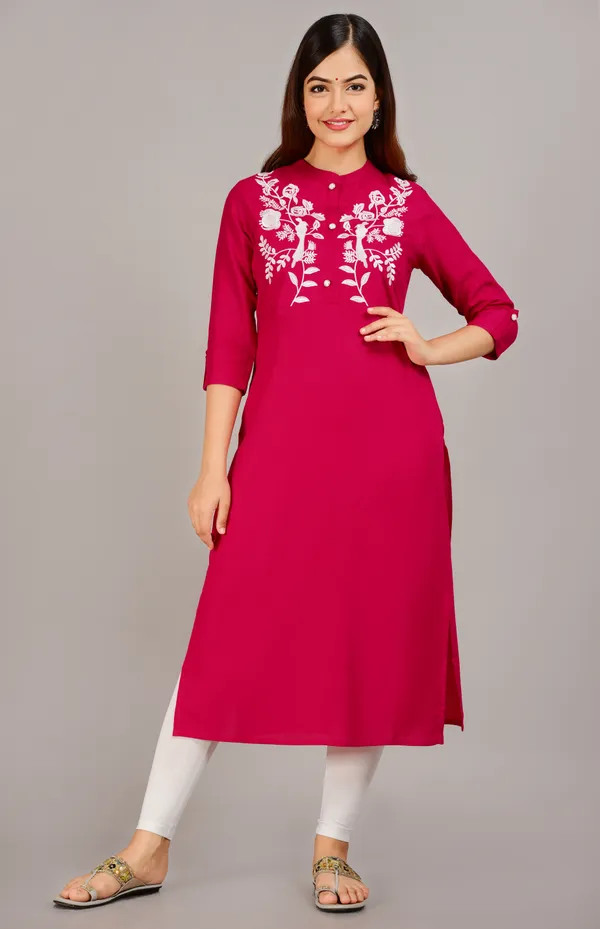 Dark_Pink_Embroidered_Straight_Kurta_For_Women