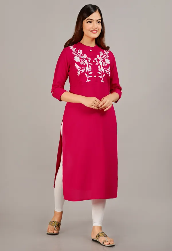 Dark_Pink_Embroidered_Straight_Kurta_For_Women