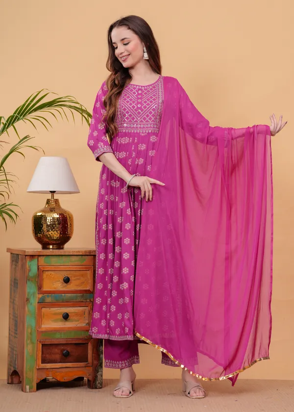 Pink_Floral_Embroidered_Regular_Sequinned_A-Line_Kurta_With_Palazzos_&_Dupatta_For_Women