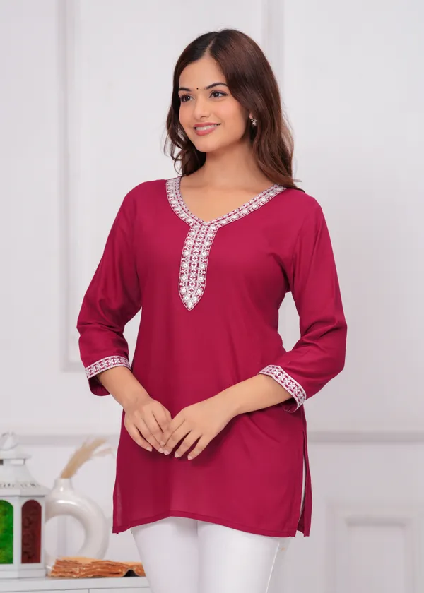 Maroon_Embroidered_Crop_Top_For_Women
