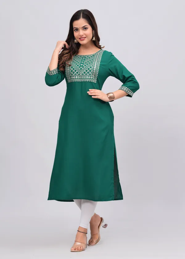 Green_Sequins_Embroidered_Solid_Straight_Kurta_For_Women