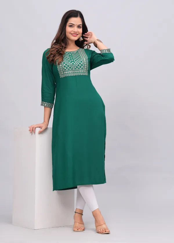 Green_Sequins_Embroidered_Solid_Straight_Kurta_For_Women