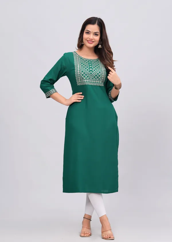 Green_Sequins_Embroidered_Solid_Straight_Kurta_For_Women