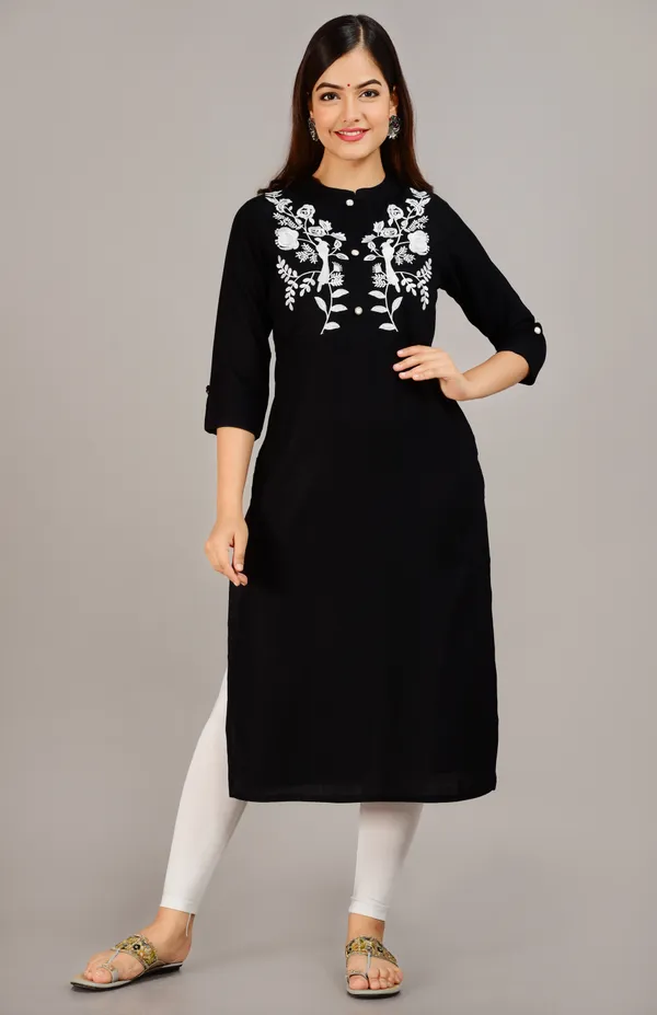 Black_Embroidered_Straight_Kurta_For_Women