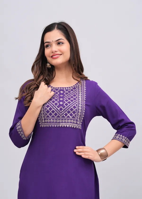 Purple_Sequins_Embroidered_Solid_Straight_Kurta_For_Women
