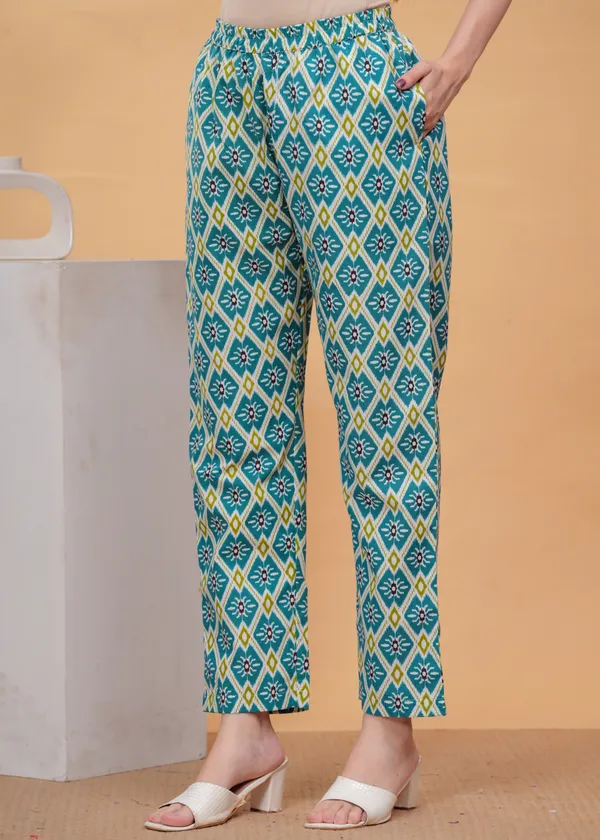 Sky_Printed_Pure_Cotton_Tunic_With_Trouser_Co-Ords_For_Women