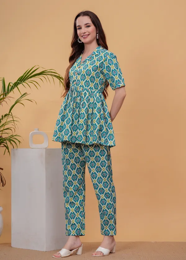 Sky_Printed_Pure_Cotton_Tunic_With_Trouser_Co-Ords_For_Women