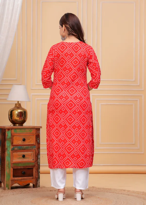 Red_Bandhani_Printed_Embroidered_Mirror_Work_Straight_Kurta_For_Women