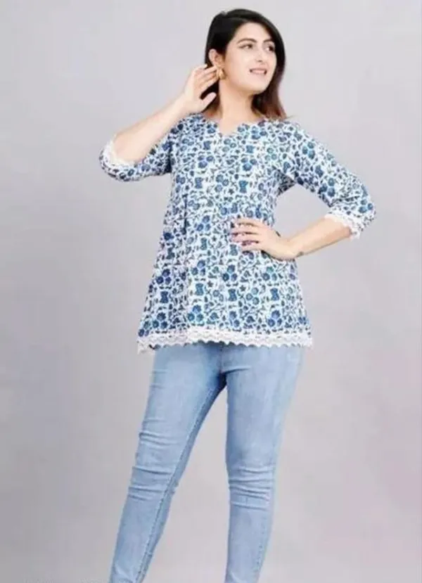 Blue_Floral_Printed_Regular_Kurta_Tops_For_Women
