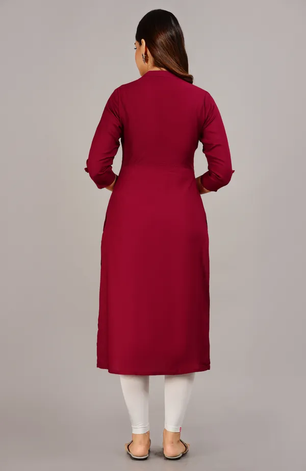 Maroon_Embroidered_Straight_Kurta_For_Women