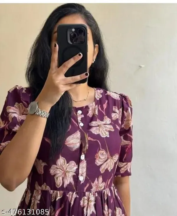 Wine_Floral_Printed_Regular_Kurta_For_Women