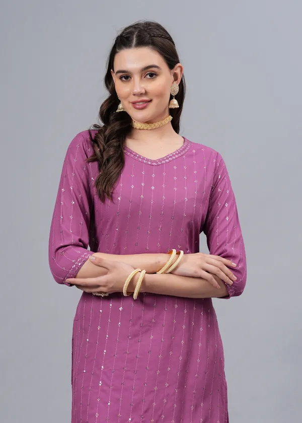 Light_Purple_Sequinned_Embroidery_Straight_Kurta_For_Women