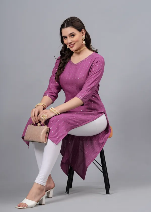 Light_Purple_Sequinned_Embroidery_Straight_Kurta_For_Women