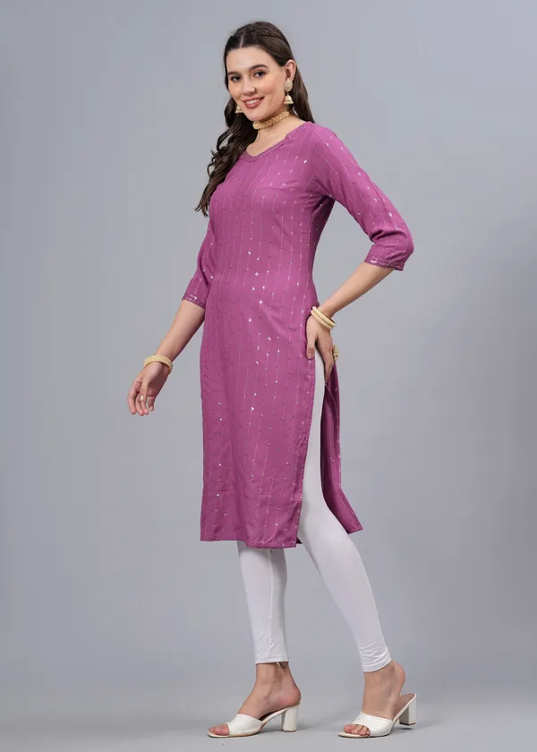 Light_Purple_Sequinned_Embroidery_Straight_Kurta_For_Women