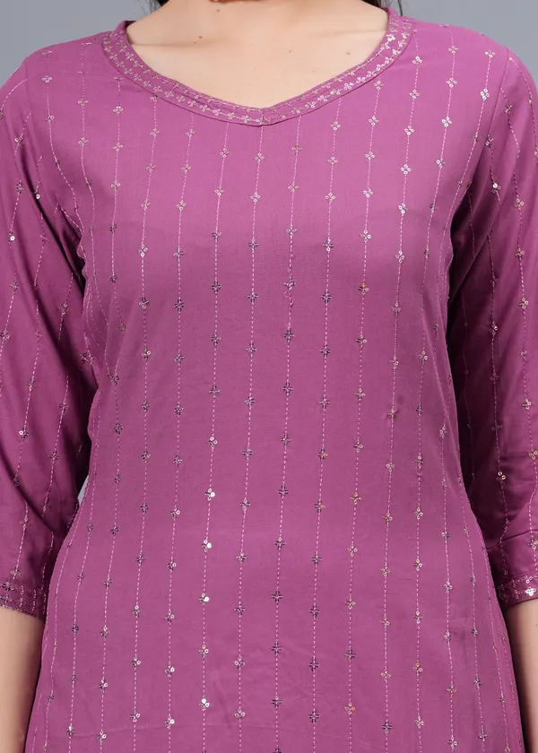 Light_Purple_Sequinned_Embroidery_Straight_Kurta_For_Women