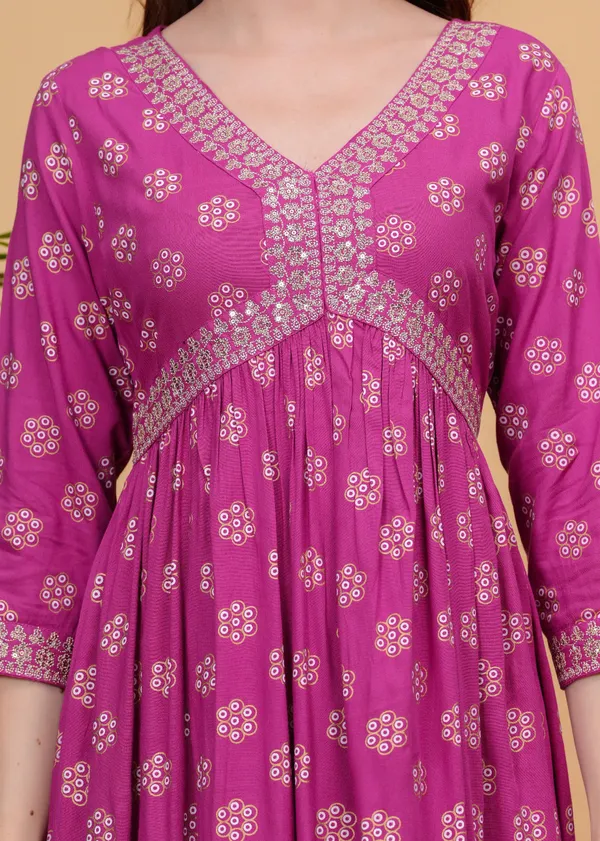 Pink_Floral_Printed_Sequinned_Empire_Midi_Ethnic_Dress_For_Women
